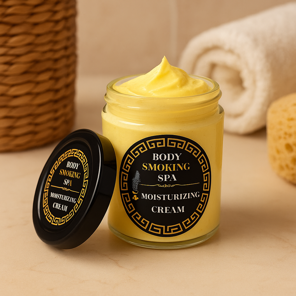 Open jar of Body Smoking Spa ultra moisturizing body cream