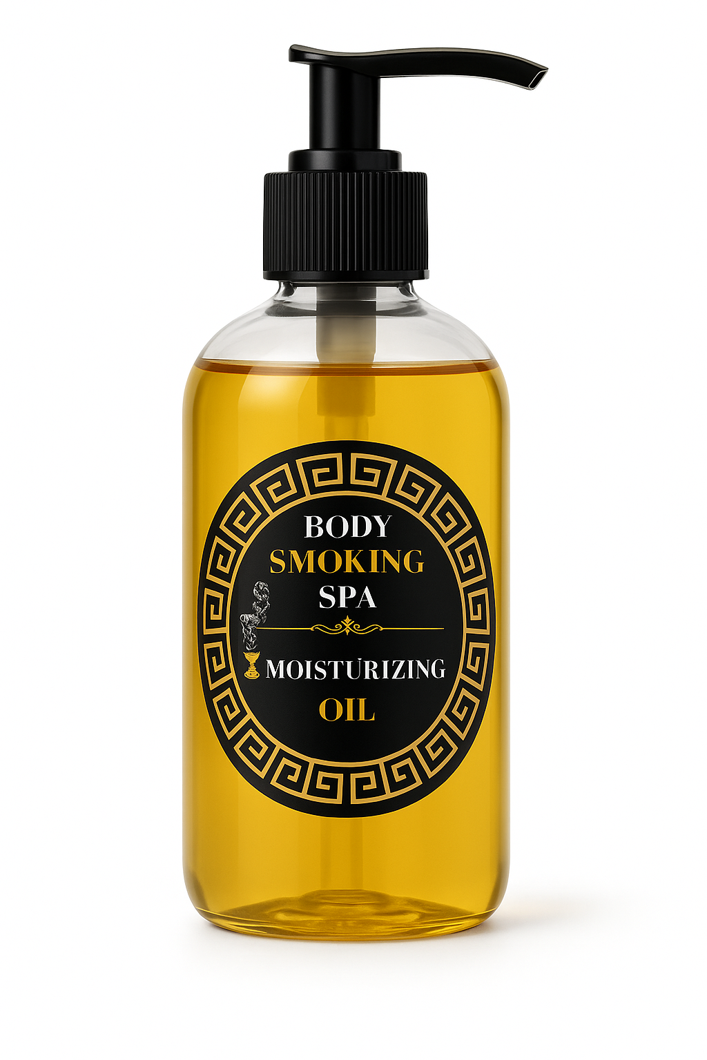 Moisturizing Scented Body Oil label and amber glass bottle